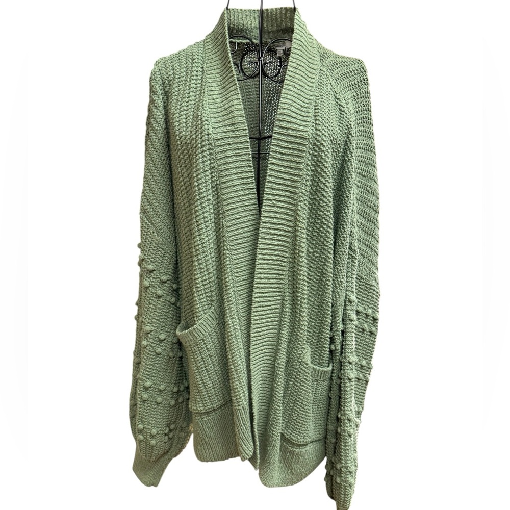 NWT Madewell Light Sage Green Open-Front Bobble Sleeve Cardigan XXL